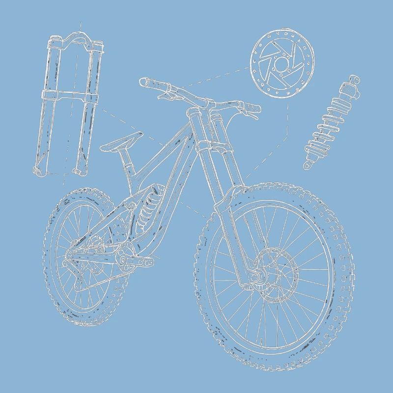 MTB Geometry Sketch: Downhill Exploded Drawing