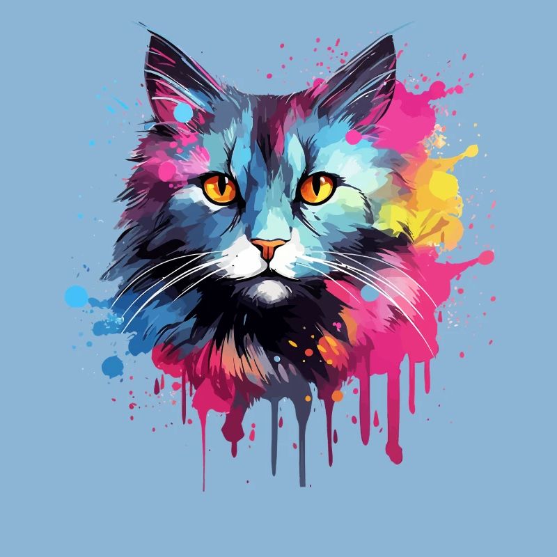 Visage de chat américain à queue courte avec des éclaboussures colorées