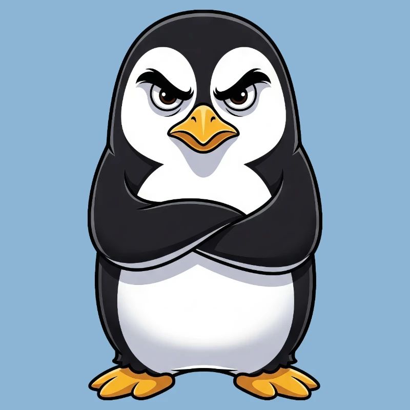 Grumpy Penguin Cartoon Sour Grumpy Annoyed