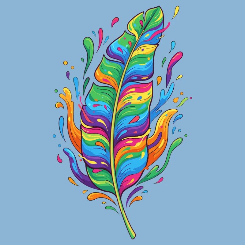 Rainbow Feather Color Explosion