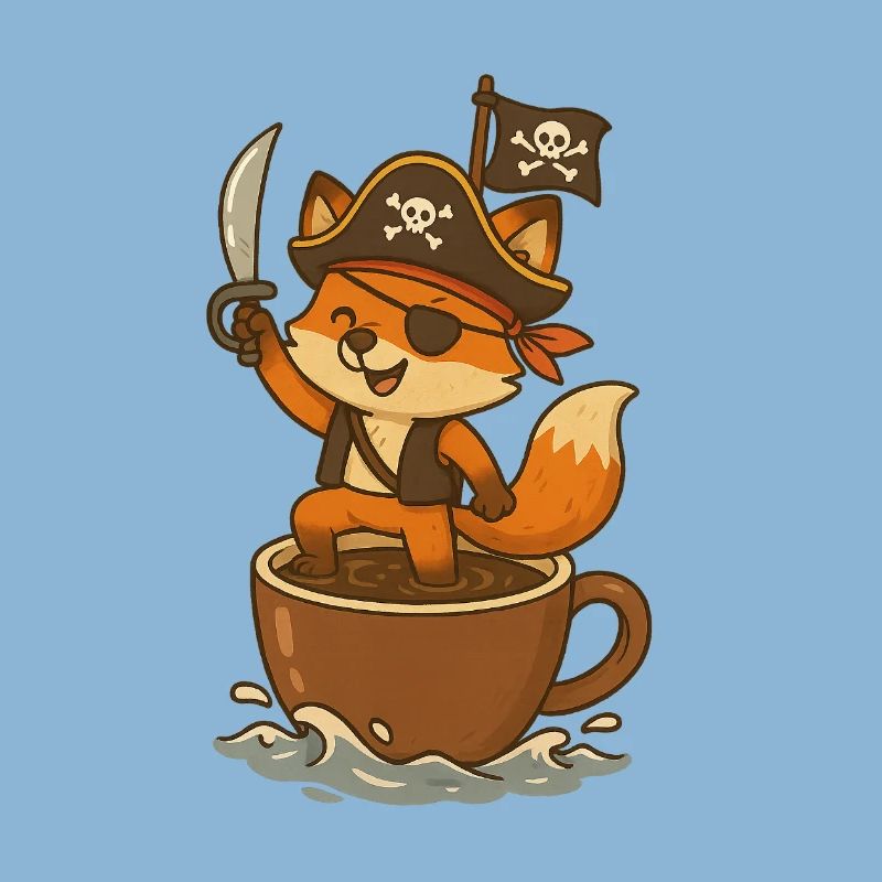 Fox Pirate with Eye Patch and Treasure Flag