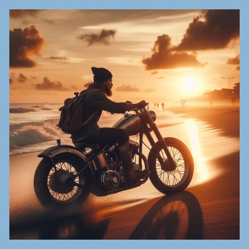 Motorcycle Old Sunset 2