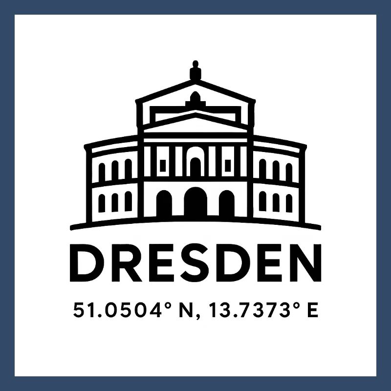 Dresden Skyline Line Style Coordinates Semperoper