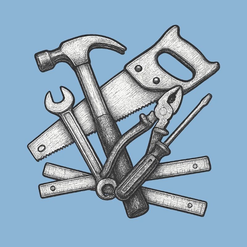 Realistic Craft Tools Illustration