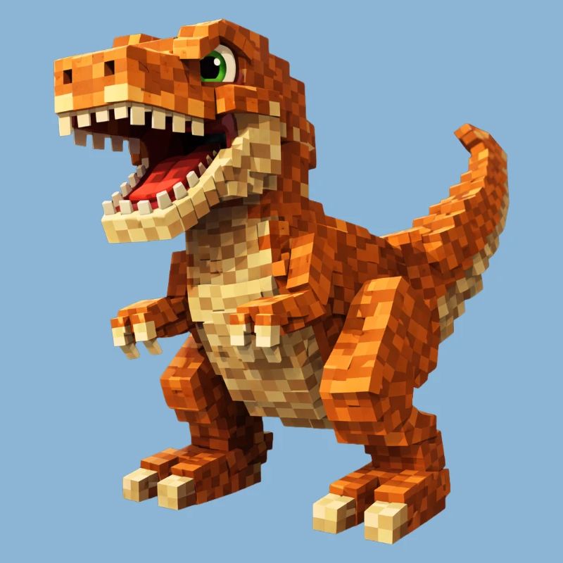 Orange Pixel-T-Rex