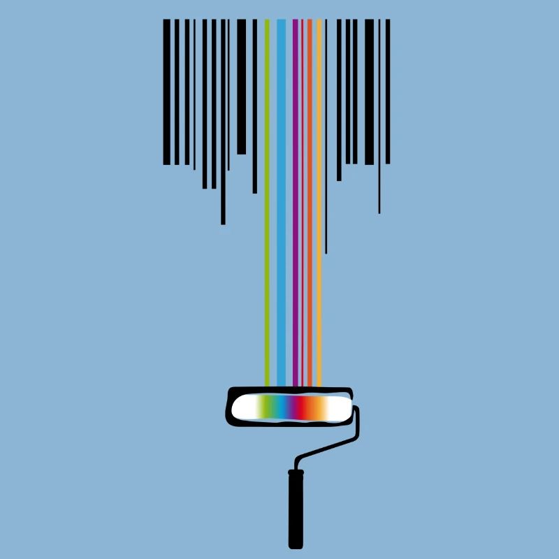 A paint roller with a bar code