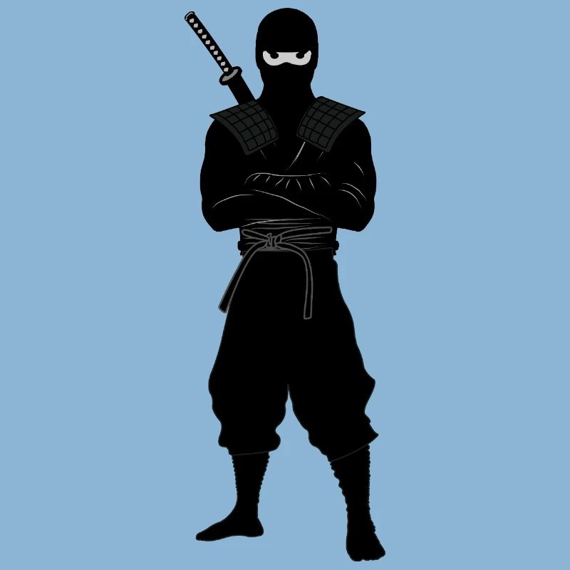 Ninja coriace avec une épée dans le dos