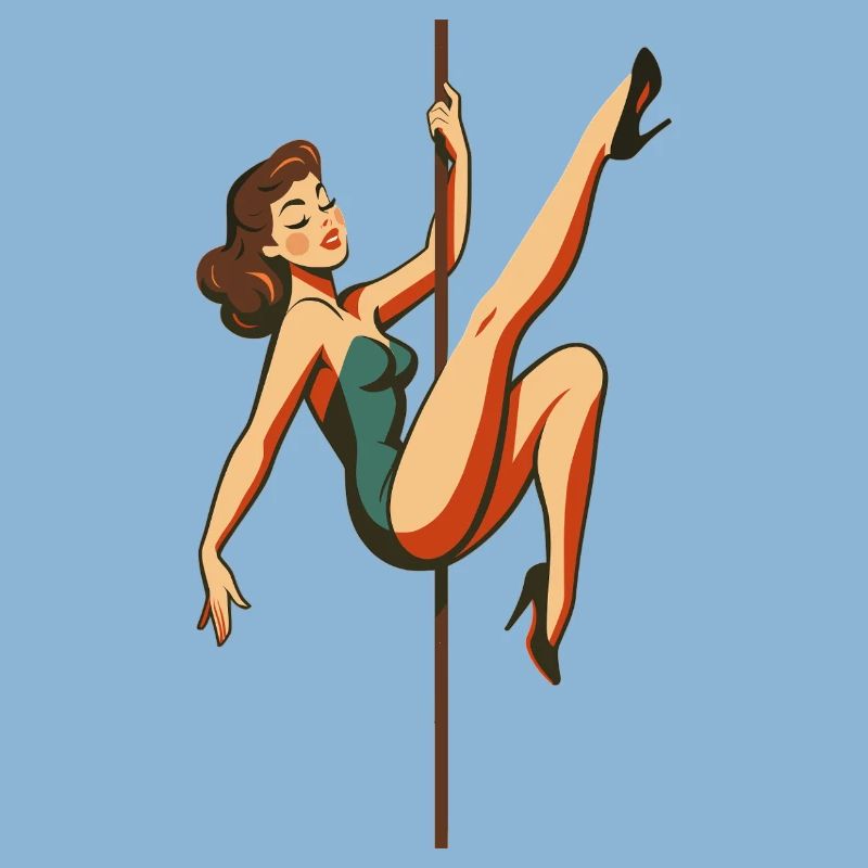 Pole Dance Pole Dancer Brunette Retro 50s Gift