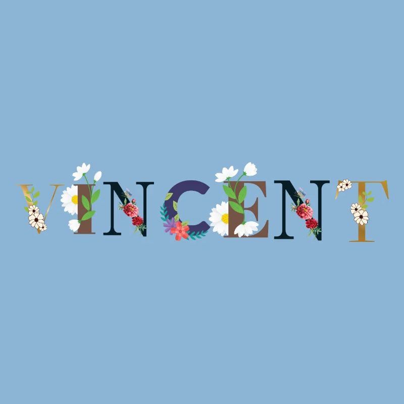Le nom de VINCENT décoré de fleurs