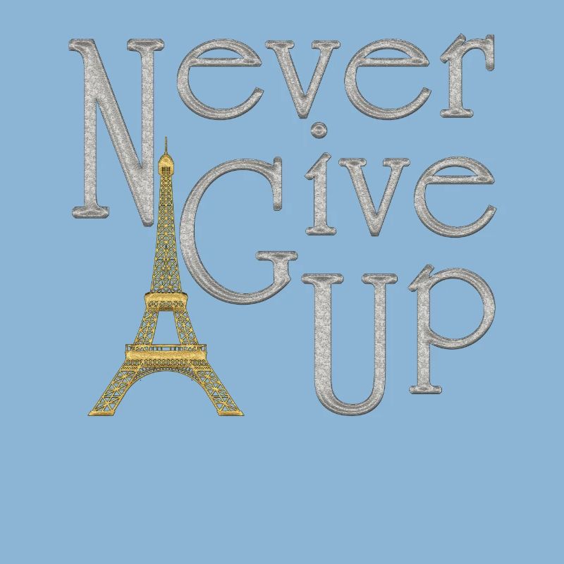 NEVER GIVE UP Silber Eiffelturm Gold