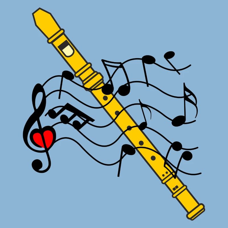 Recorder with musical notes