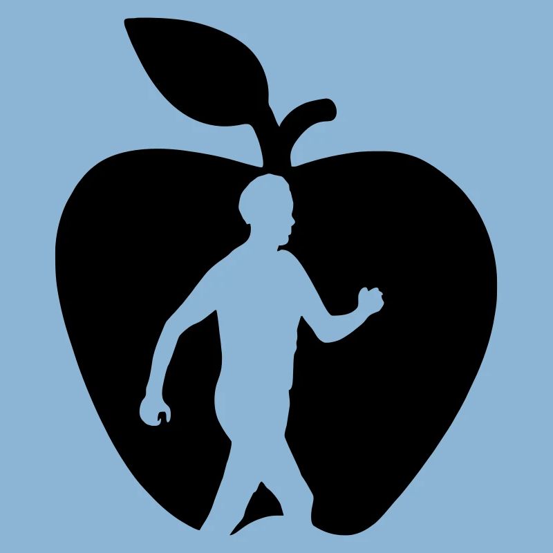 Healthy fruit walker in apple cut out