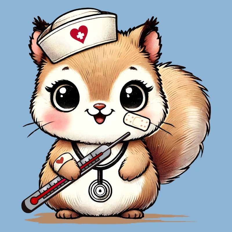 Bezauberndes Eichhörnchen als Krankenschwester