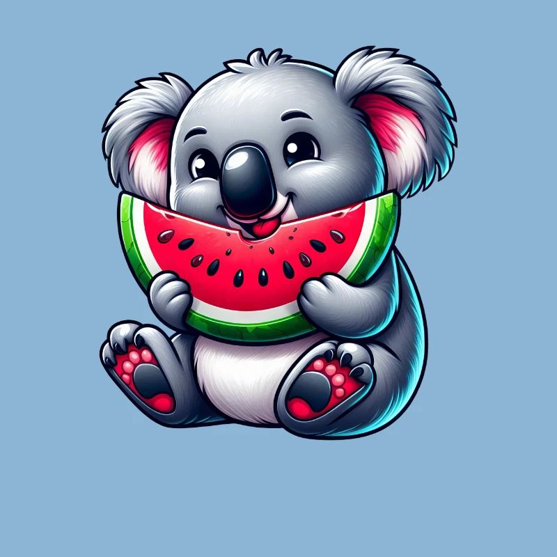 Mignon Koala avec Dessin animé d’été pastèque