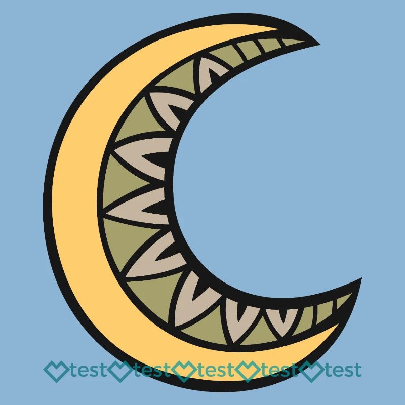 Moon pattern with geometric leaf décor motif
