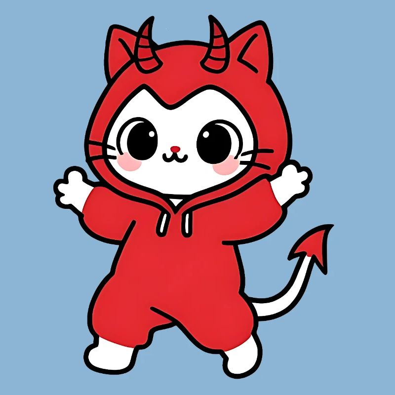 Cat Devil Kapuzenpullover Rot
