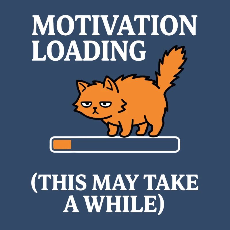 Motivation Loading Tired Cat with Loading Bar