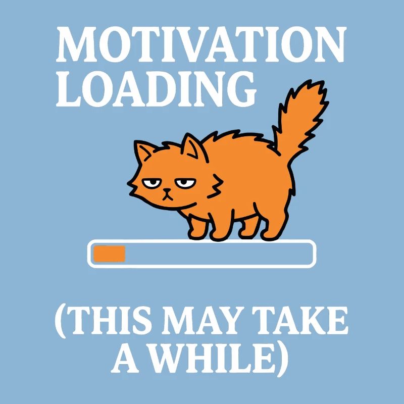 Motivation Loading Tired Cat with Loading Bar