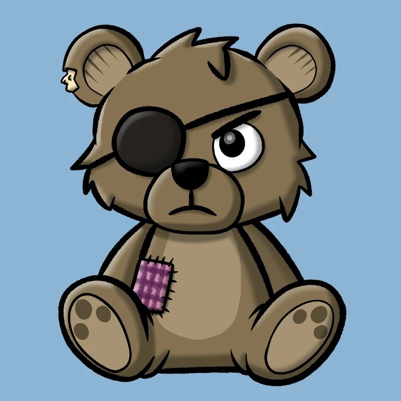 Teddy bear with eye patch