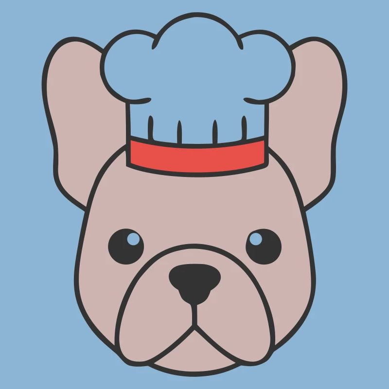 Frenchie Chef Hat Head Logo