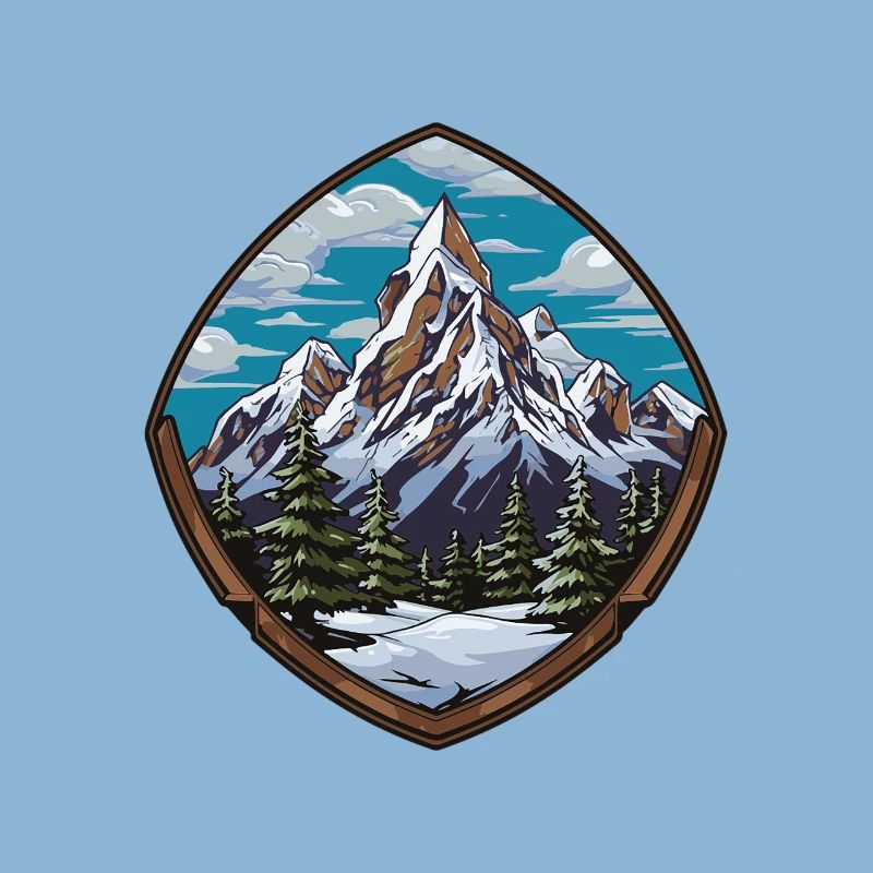 Mountain Summit Shield Emblem Mountains