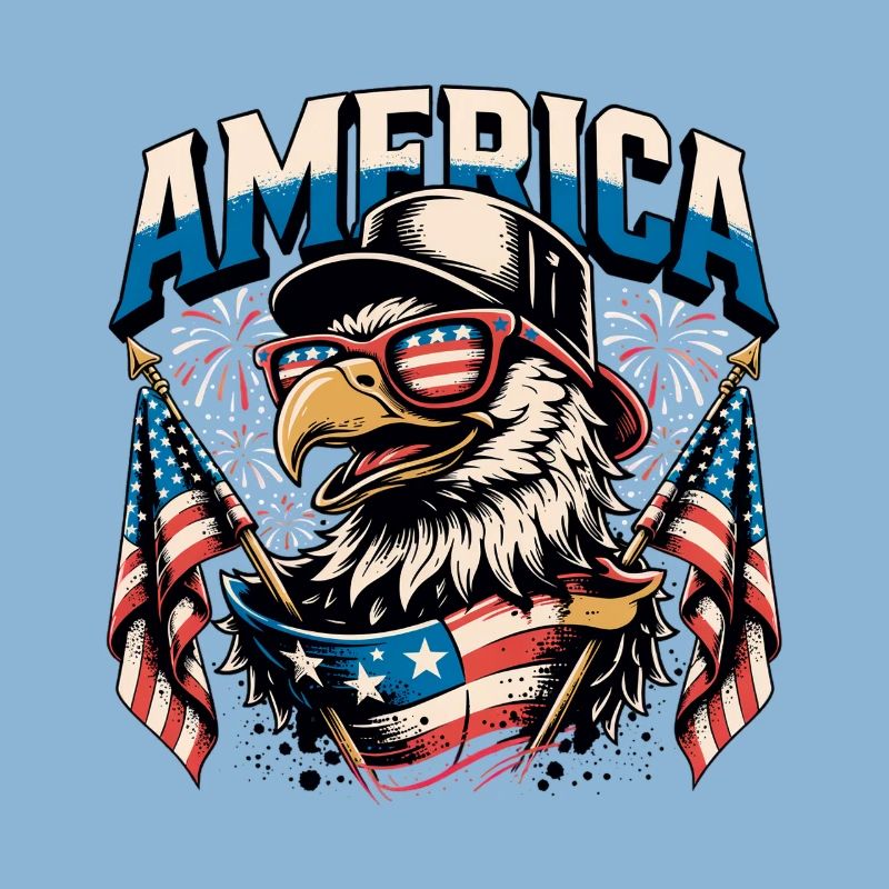 Patriotic Eagle with Flags