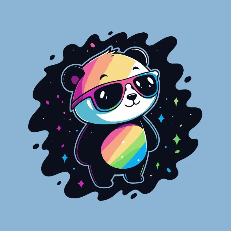 Panda arc-en-ciel galaxie lunettes cool