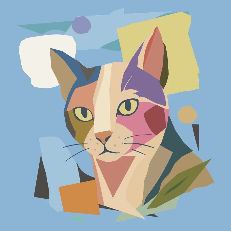 Chat abstrait dans le design moderne de bloc de couleur