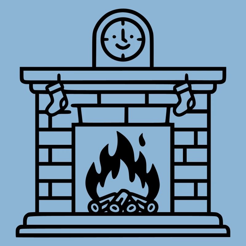 Gemütlicher Weihnachtskamin mit Feuer