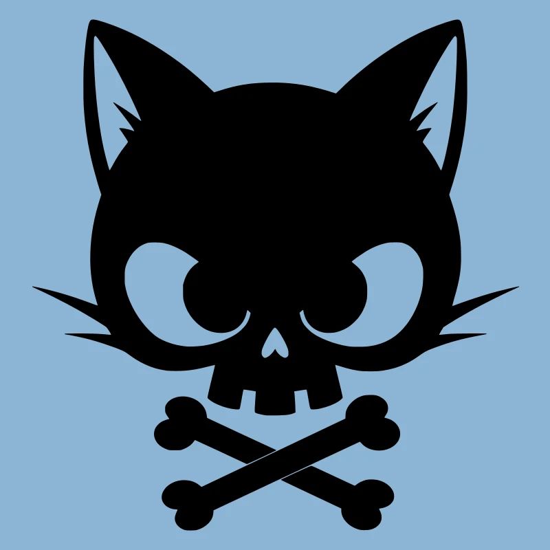 Cat Skull with Bones | Gothic Cute Icon