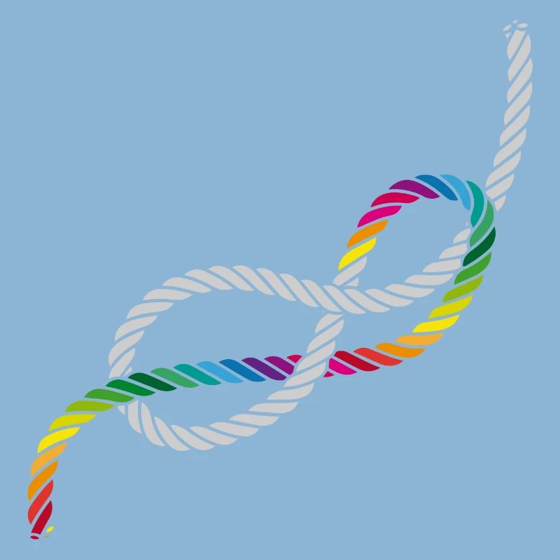 Achtknoten oder Liebesknoten in Regenbogen Farben