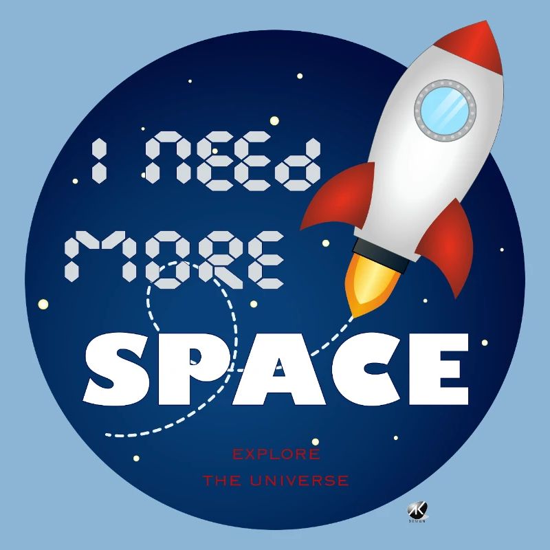 Space rocket in a blue circle illustration