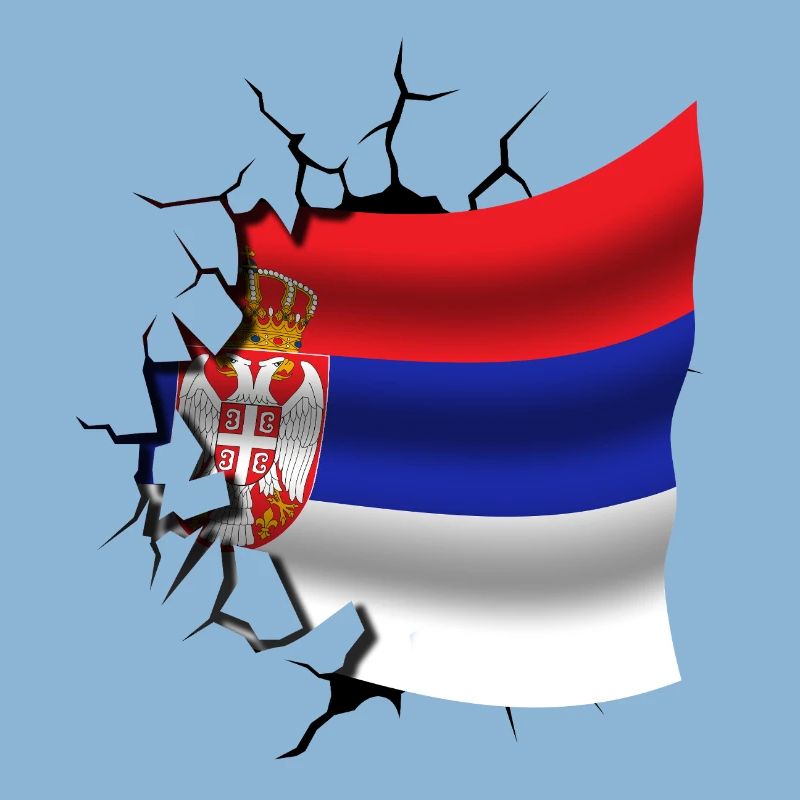 Drapeau de la Serbie - Serbe - Drapeau Broken Design