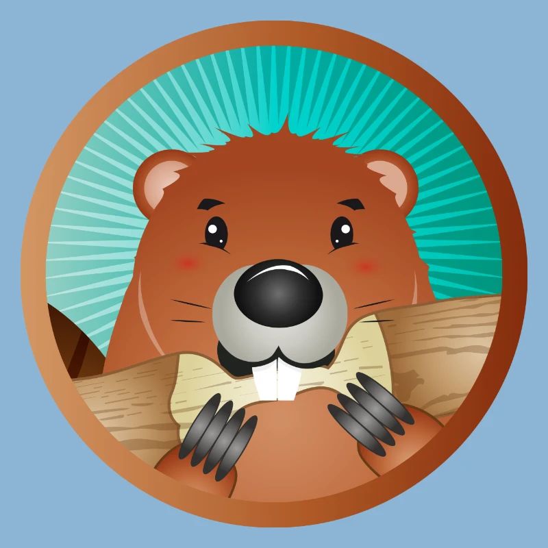 mignon rongeur patch - castor grignote le bois