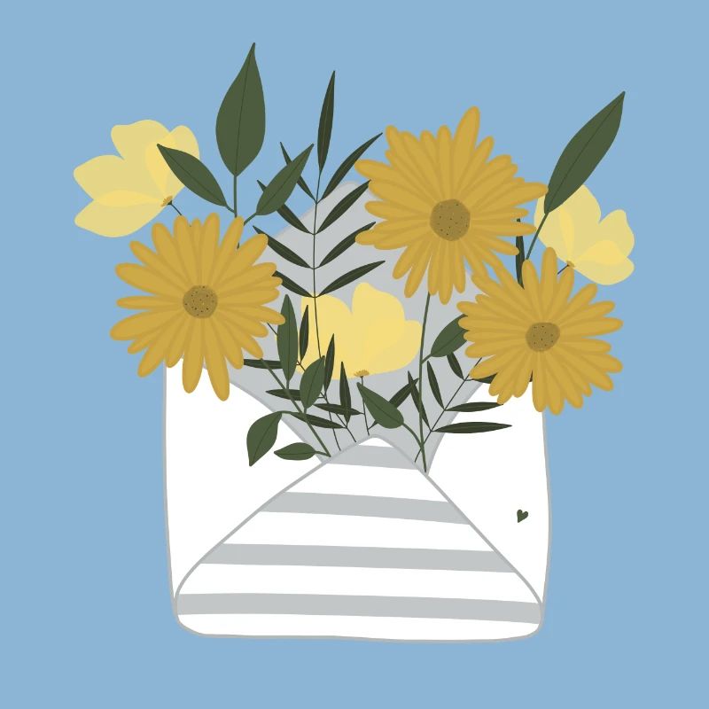 A small floral greeting by post in an envelope