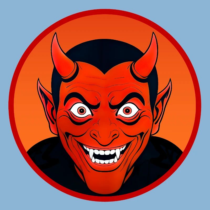 Demonic Devil's Head with Horn