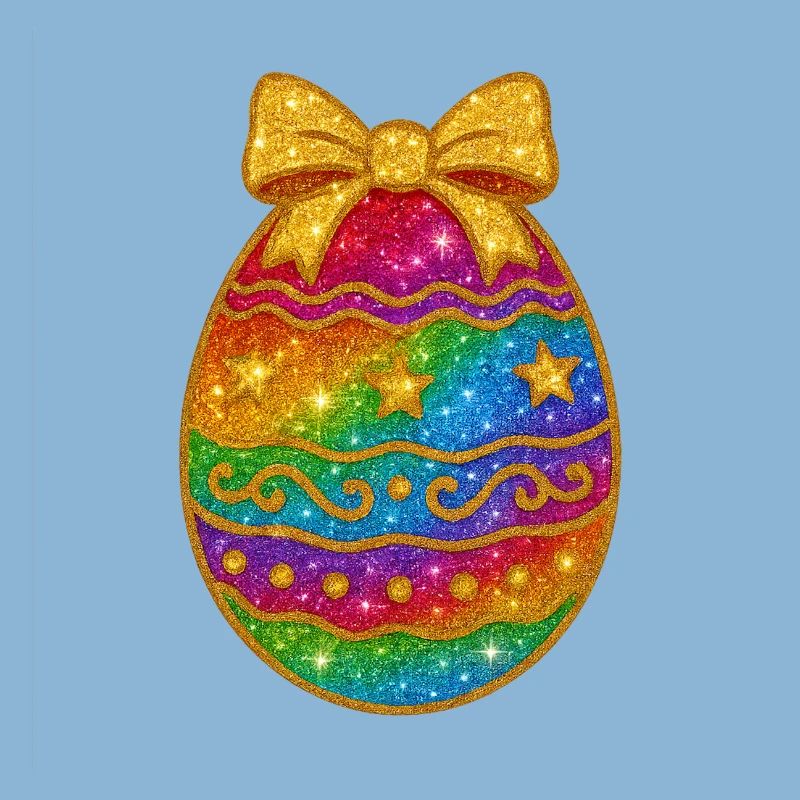 Rainbow Glitter Egg with Bow