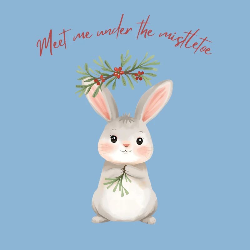 Lapin sous gui Conception de Noël