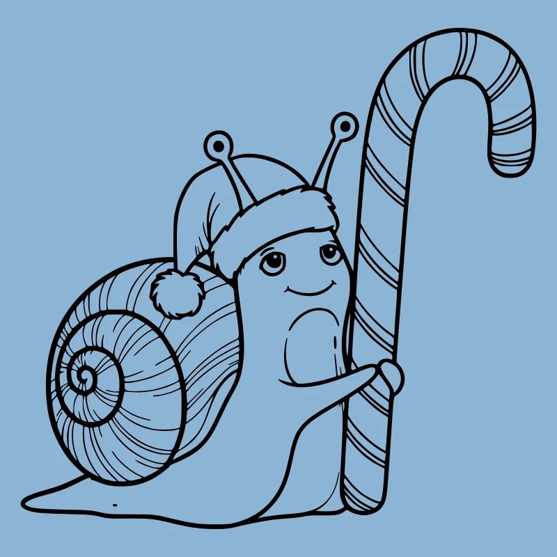 Escargot de Noël doux avec canne d’orge d’orge
