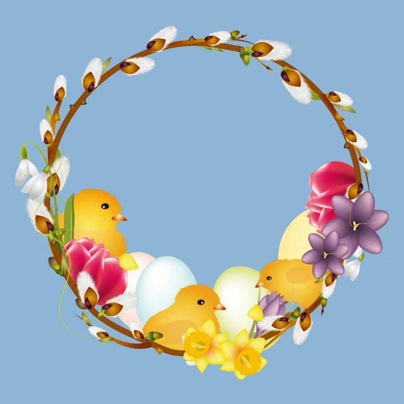 Spring wreath with chick Easter and spring motif