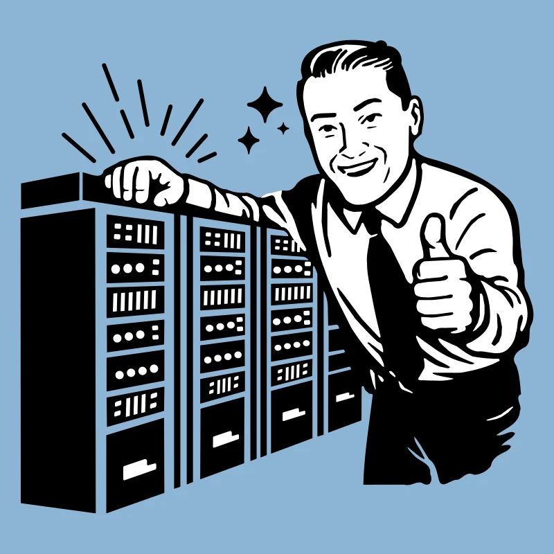 Retro IT Admin Smiling – Vintage Tech Support