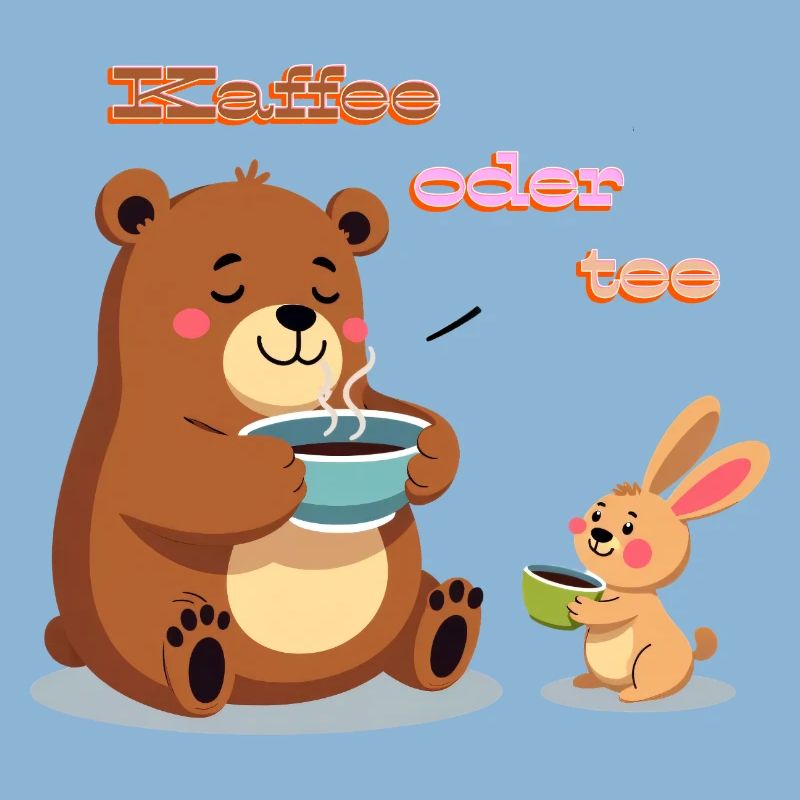 Kaffee oder Tee? Müder Bär und Hase Morgenmuffel
