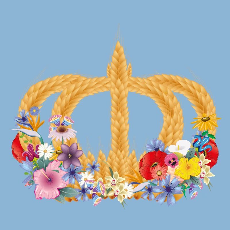 Couronne de blé avec des fleurs – symbole de la nature et de la récolte