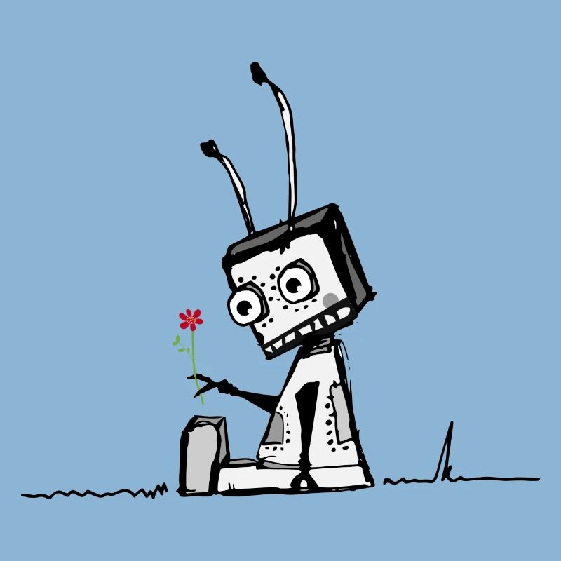 Roboter mit einer Blume
