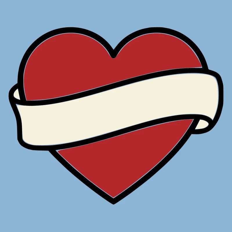 Tattoo Heart Banner Scroll Vector