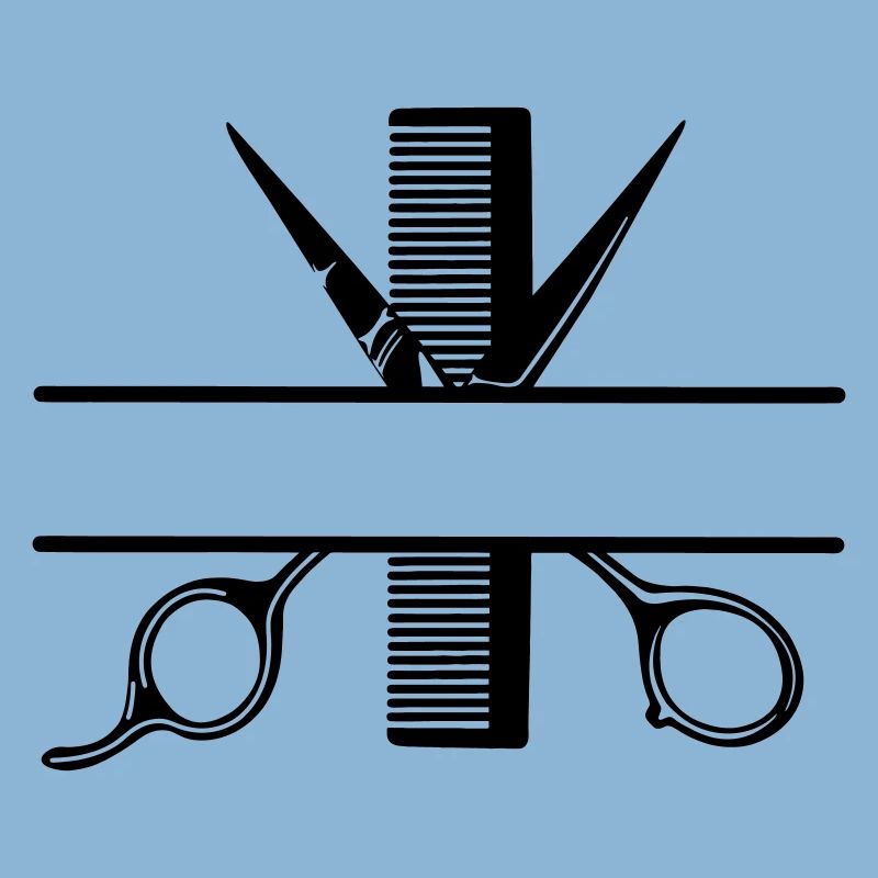 Texte bannière logo coiffeur, ciseaux avec peigne