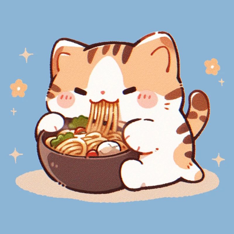 Mème de chat mangeant des spaghettis