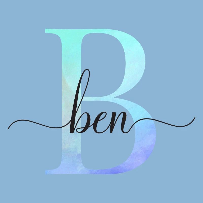 B| Monogram | Name | Ben | Watercolor