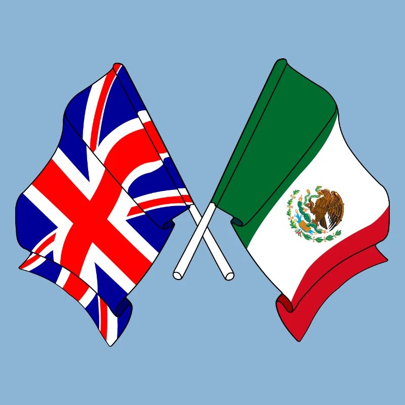 Drapeau de l’Angleterre, drapeau du Mexique