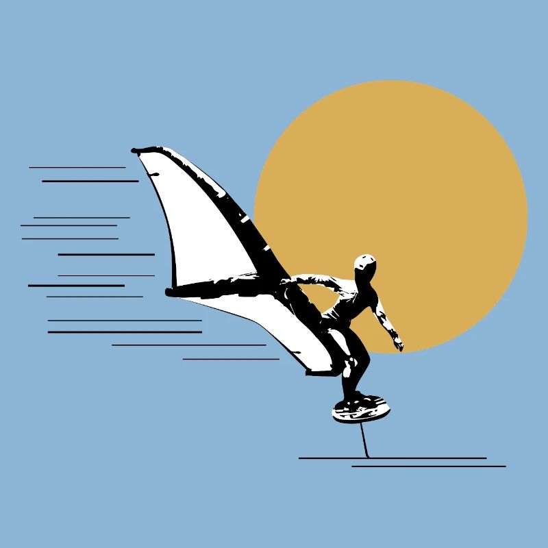 Wingfoiler devant le soleil